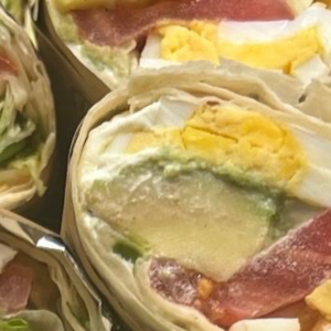 Tortilla wrap with eggs and avacado