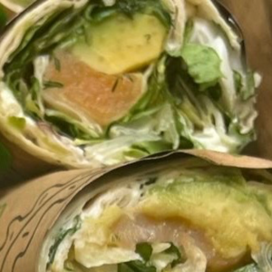 Tortilla wrap with smoked Salmon and avacado